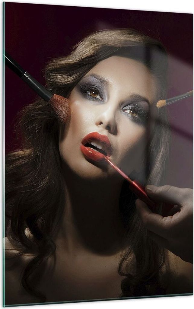 Bilder auf glas - Einteilig - Frau Make-up schön - 50x70cm - Glasbilder - Wandbilder - Bilder - zum Aufhängen bereit - Wanddekoration aus Glas - ...
