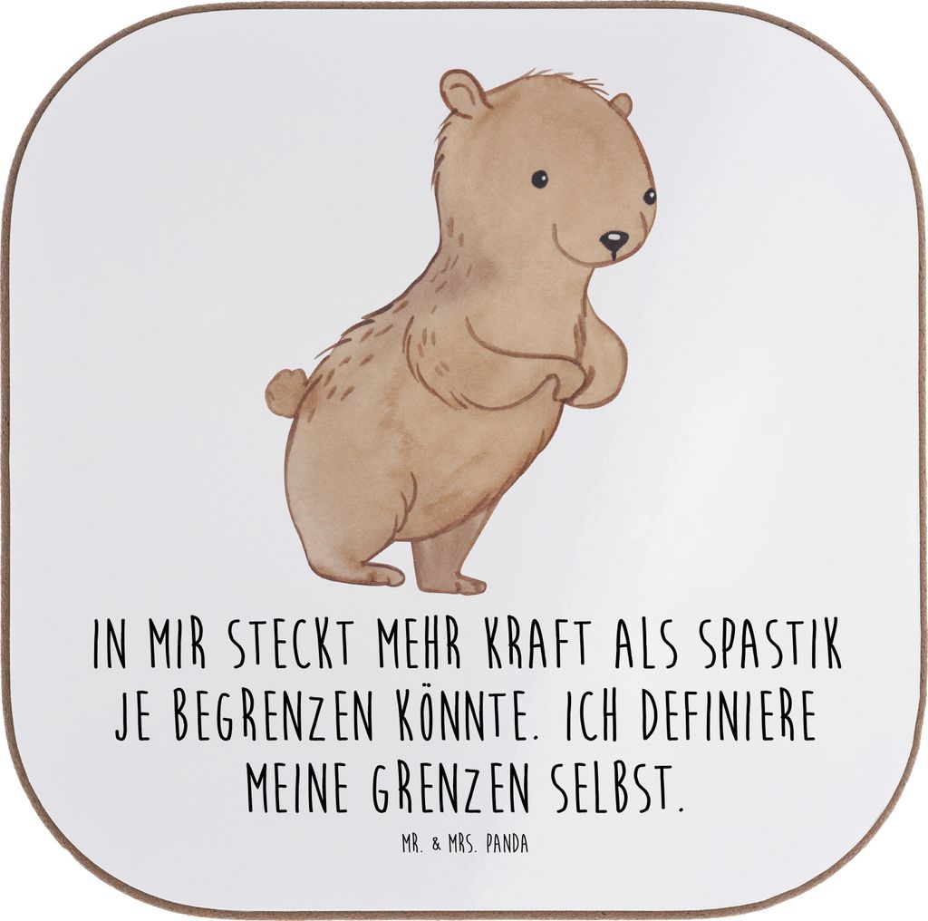 Mr. & Mrs. Panda Tischuntersetzer Bär Spastik - Weiß - Geschenk, Tassenuntersetzer, Spastizität, Untersetzer Glas, Coaster, gläseruntersetzer, ...