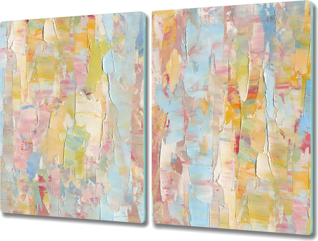 Coloray Hackbrett Herdabdeckplatte 2x40x52 cm Küchenbrett Kochplattenabdeckung Schneidebrett - Farbflecken