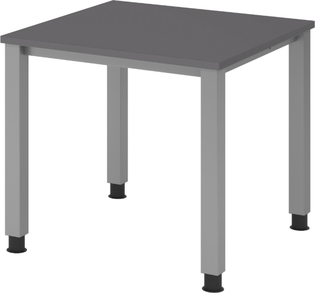 bümö Schreibtisch Serie-Q Gestell: Silber - Größe: 80 x 80 cm, Nachbildung: Graphit