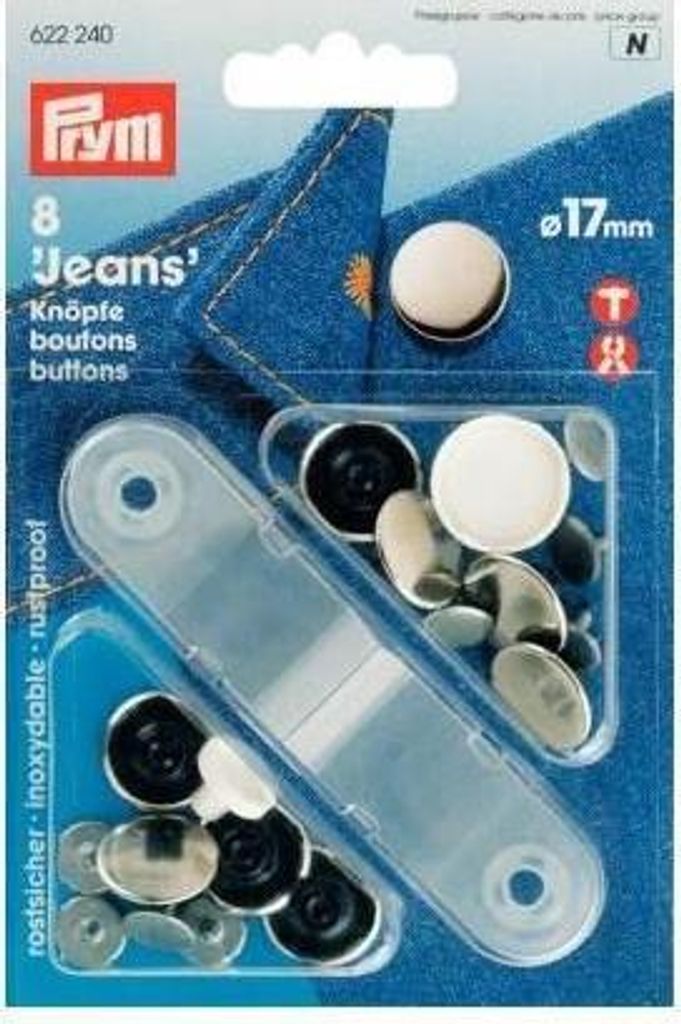 Prym NF-Jeans-Knöpfe glatt MS 17 mm silberfarbig Produktbild 