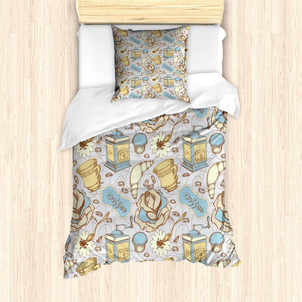 ABAKUHAUS Kaffee Bettbezug Set für Einzelbetten, Flüchtig Gipfeli Roses, Milbensicher Allergiker geeignet mit Kissenbezug, 135 cm x 200 cm - 80 x...