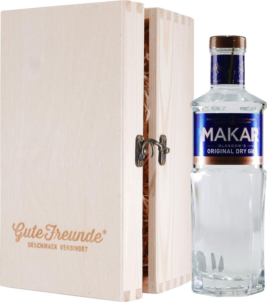 Makar Glasgow Dry Gin mit Geschenk-Holzkiste