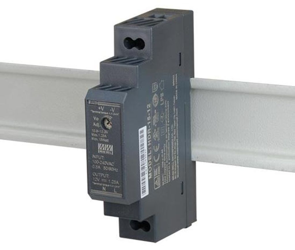 MEAN WELL-voeding 15 W 24 V 0,63 A voor DIN-rail HDR-15-24 Productafbeelding 