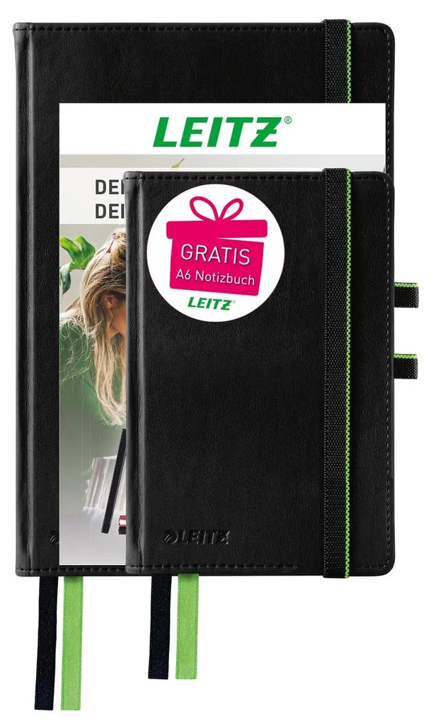 Lot de 2 Carnets de Notes Leitz Complete A5 et A6 Quadrillés Coloris Noir
