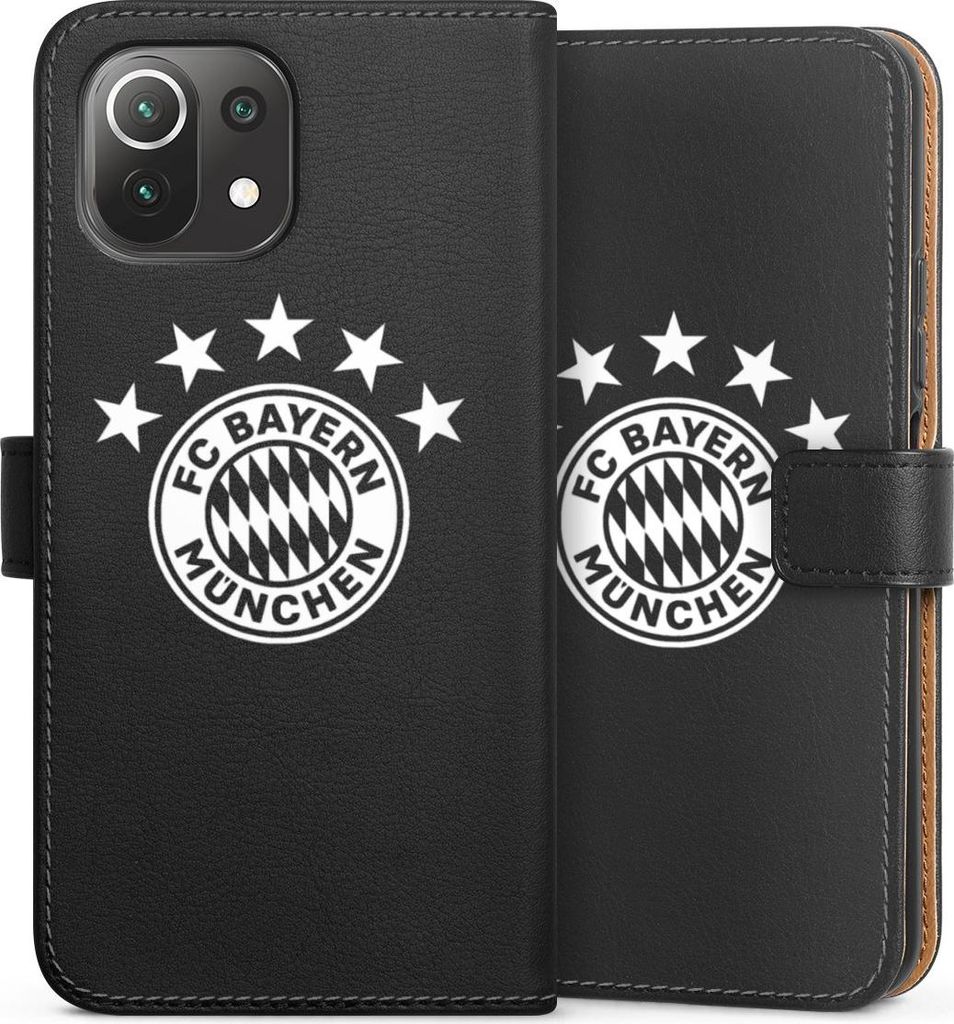 DeinDesign Klapphülle für Xiaomi Mi 11 Lite 5G Handytasche Lederhülle Tasche FC Bayern München FCB transparent