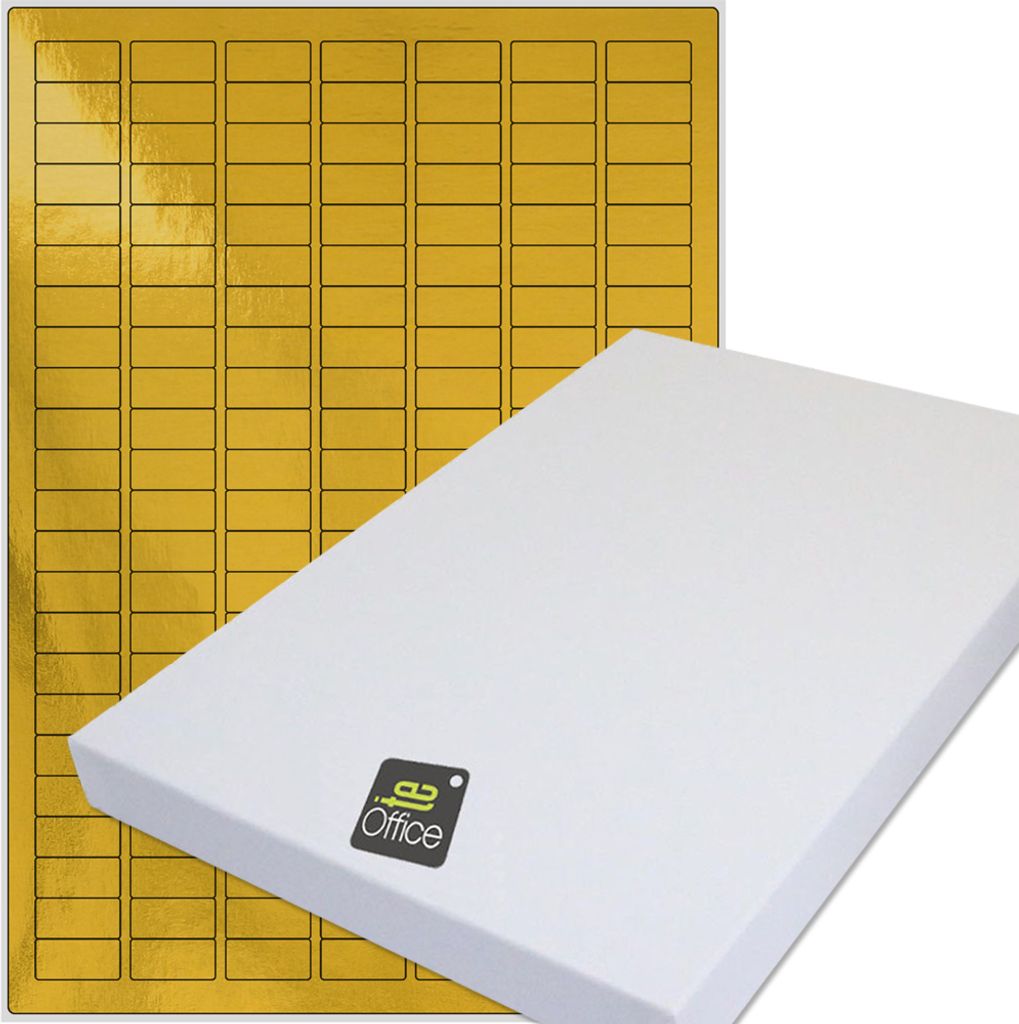161 Etiketten 1x DIN A4 Bogen rechteckig 25 x 12 mm gold