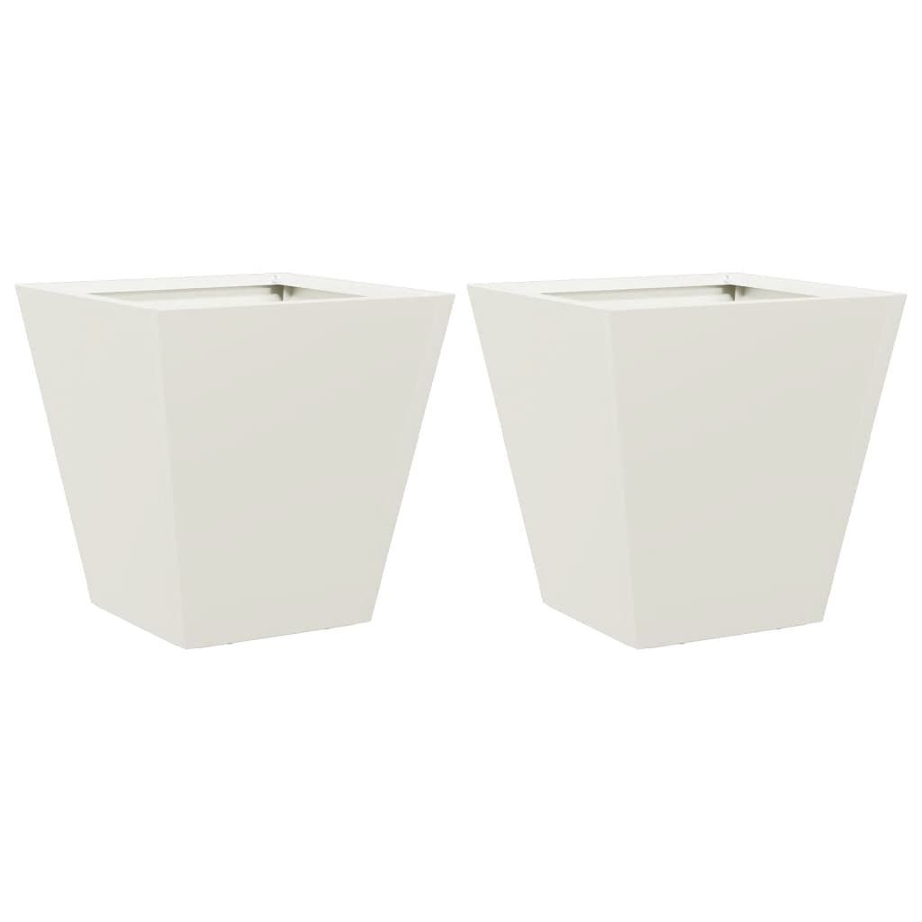 vidaXL Pflanzkübel 2 Stk. Weiß 30x30x30 Stahl