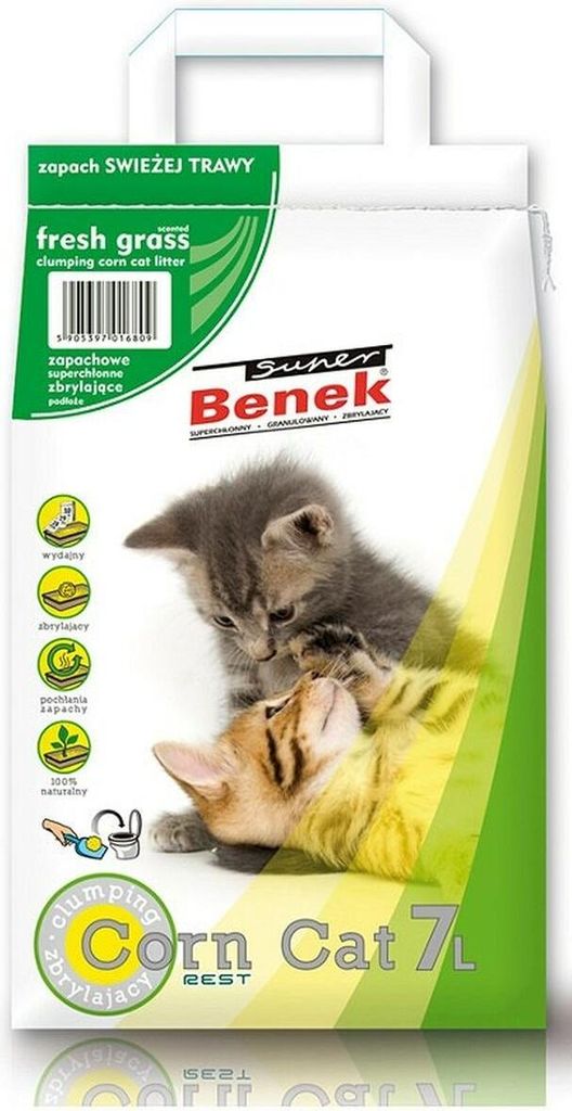 Certech Super Benek Corn Cat Frisches Gras - Katzenstreu Mais Klumpend 7 l