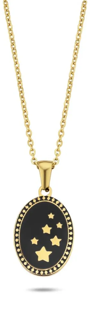 Collier Pendentif Femme en Acier Doré et Noir CO88 Collection Chic