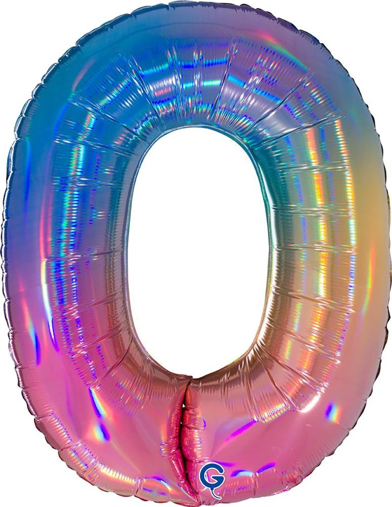 Riesenzahl Folienballon 40"/102cm | Regenbogen Zahl: 0