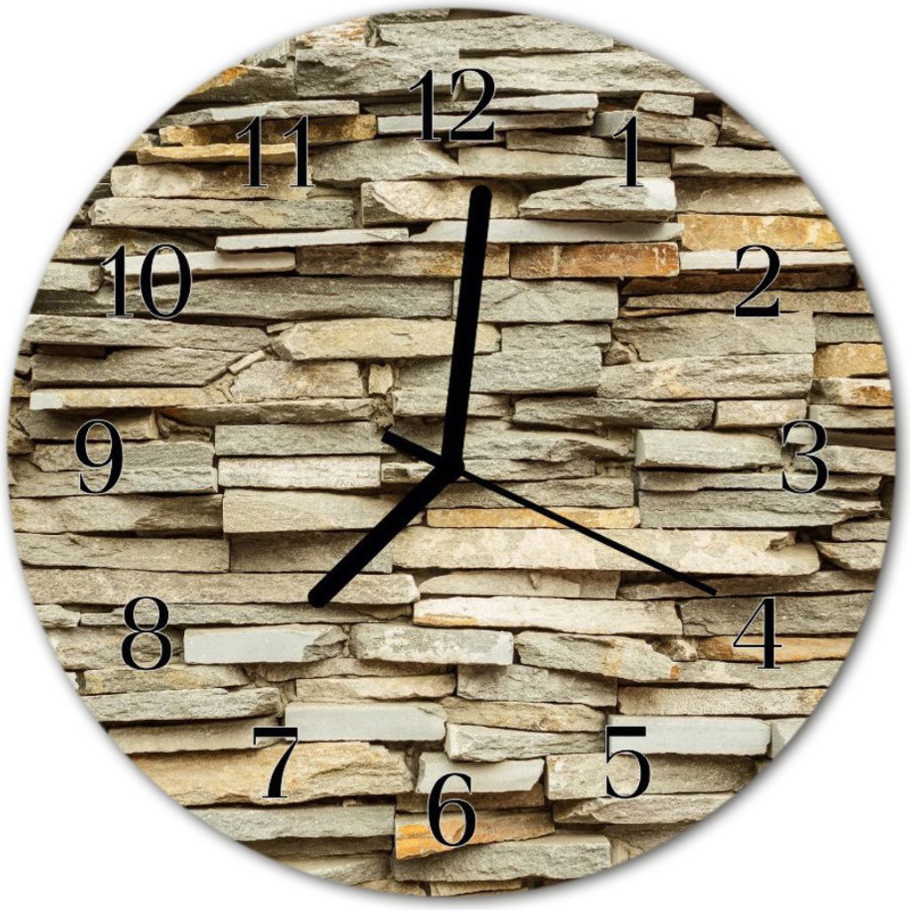 Glasuhr Wanduhr Küchenuhr Echt-Glas 30fi cm Steine grau