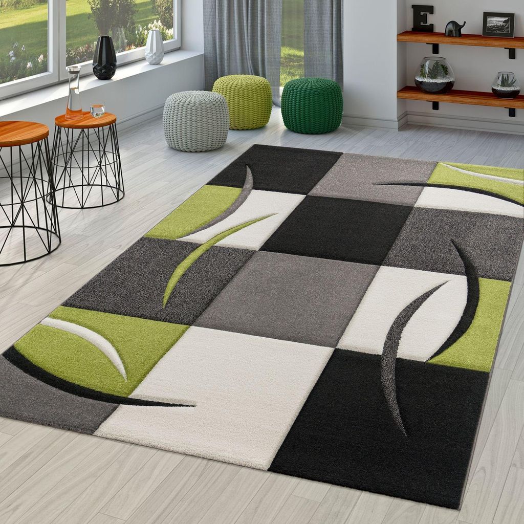 TT Home Wohnzimmer Teppich Moderner Kurzflor 3D Optik Produktbild 