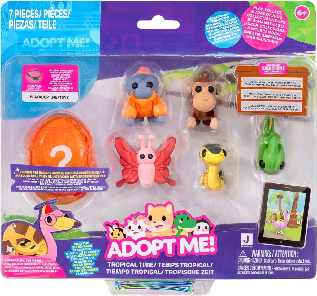 Adopt Me! AME0115-6er Figuren Pack Tropenzeit, offizielles Figurenset
