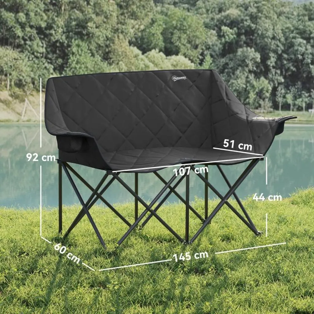 Chaise de camping 2 places robuste 250kg avec glacières intégrées - 3