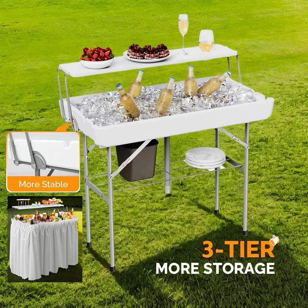 Table d'appoint avec bac à glace pour buffet extérieur et camping - 2