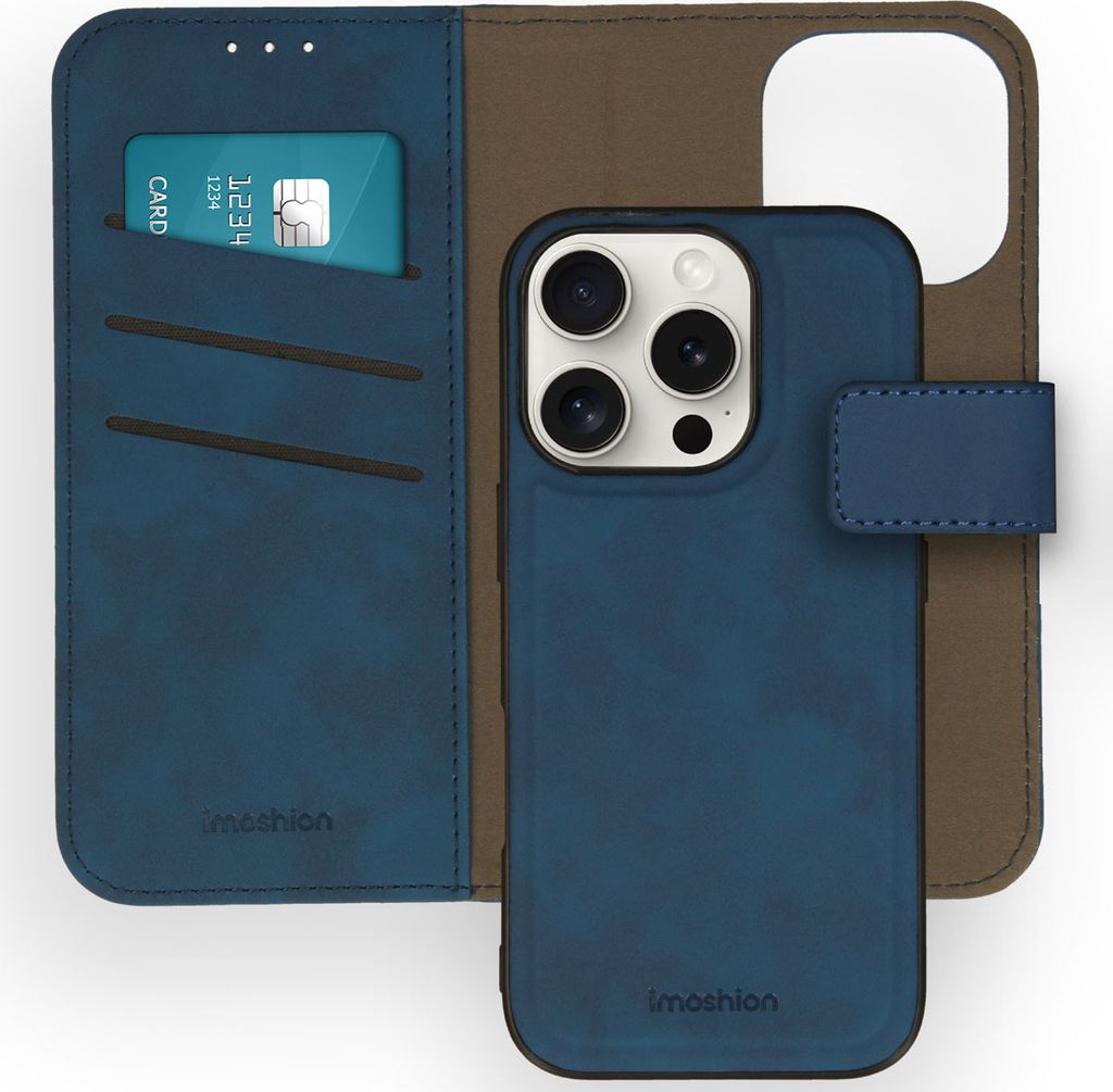 imoshion Entfernbare 2-1 Luxus Klapphülle iPhone 16 Pro - Blau