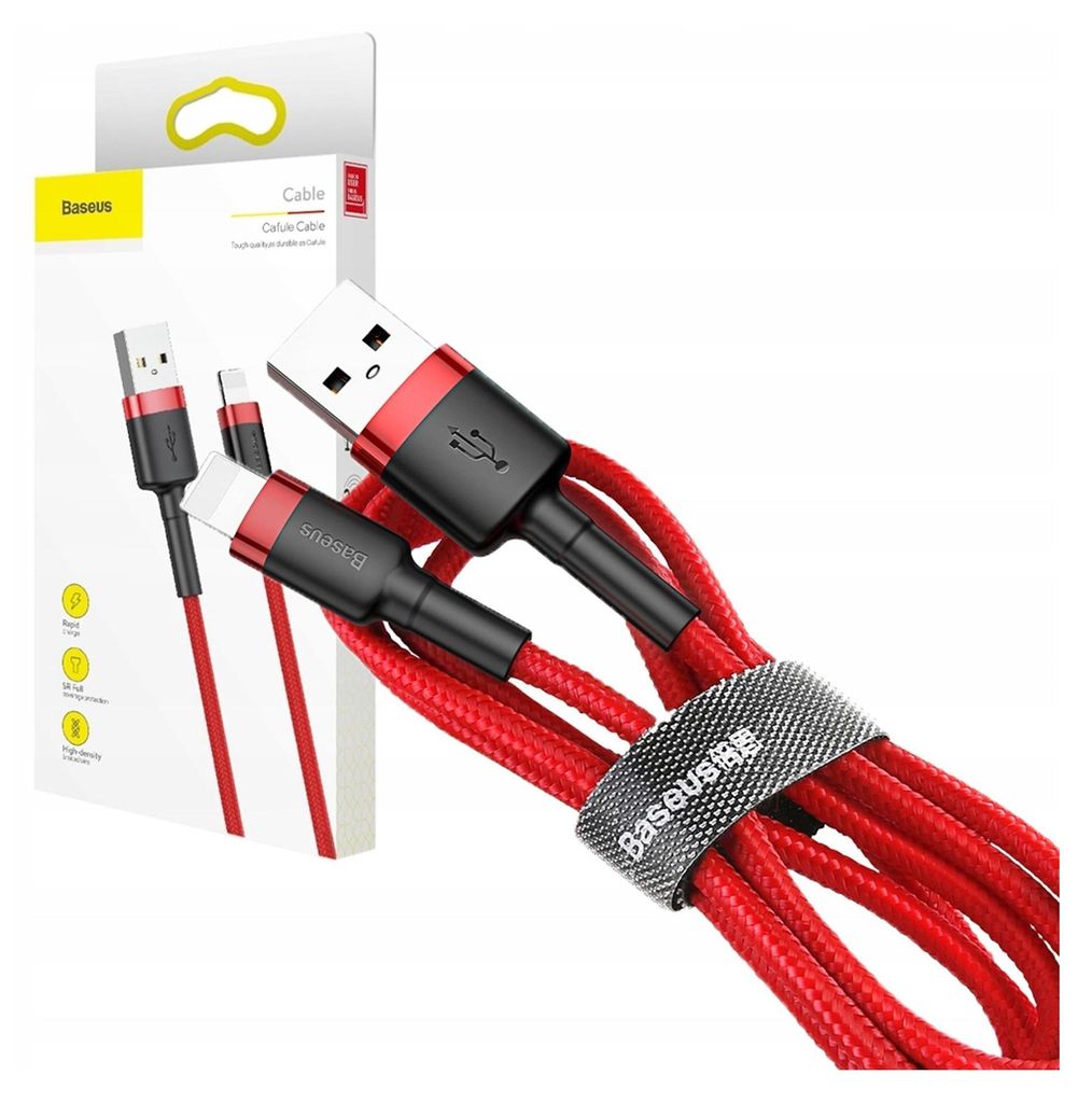 Cavo USB Poliammide con Lightning 2.1A, 2m - Grigio/Rosso Immagine del prodotto 