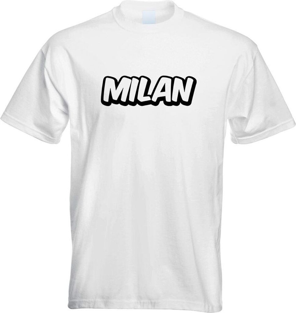 Kiwistar - T-Shirt - Weiss - Milan Vorname Jungen Motiv Bedruckt Funshirt Design Print - mit Motiv Bedruckt - Funshirt Design - Sport - Freizeit - ...