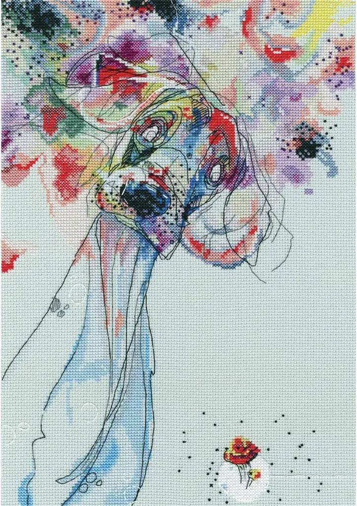 Kit de point de croix compté RTO M703 Couleur motif fleurs 23x32,5 cm