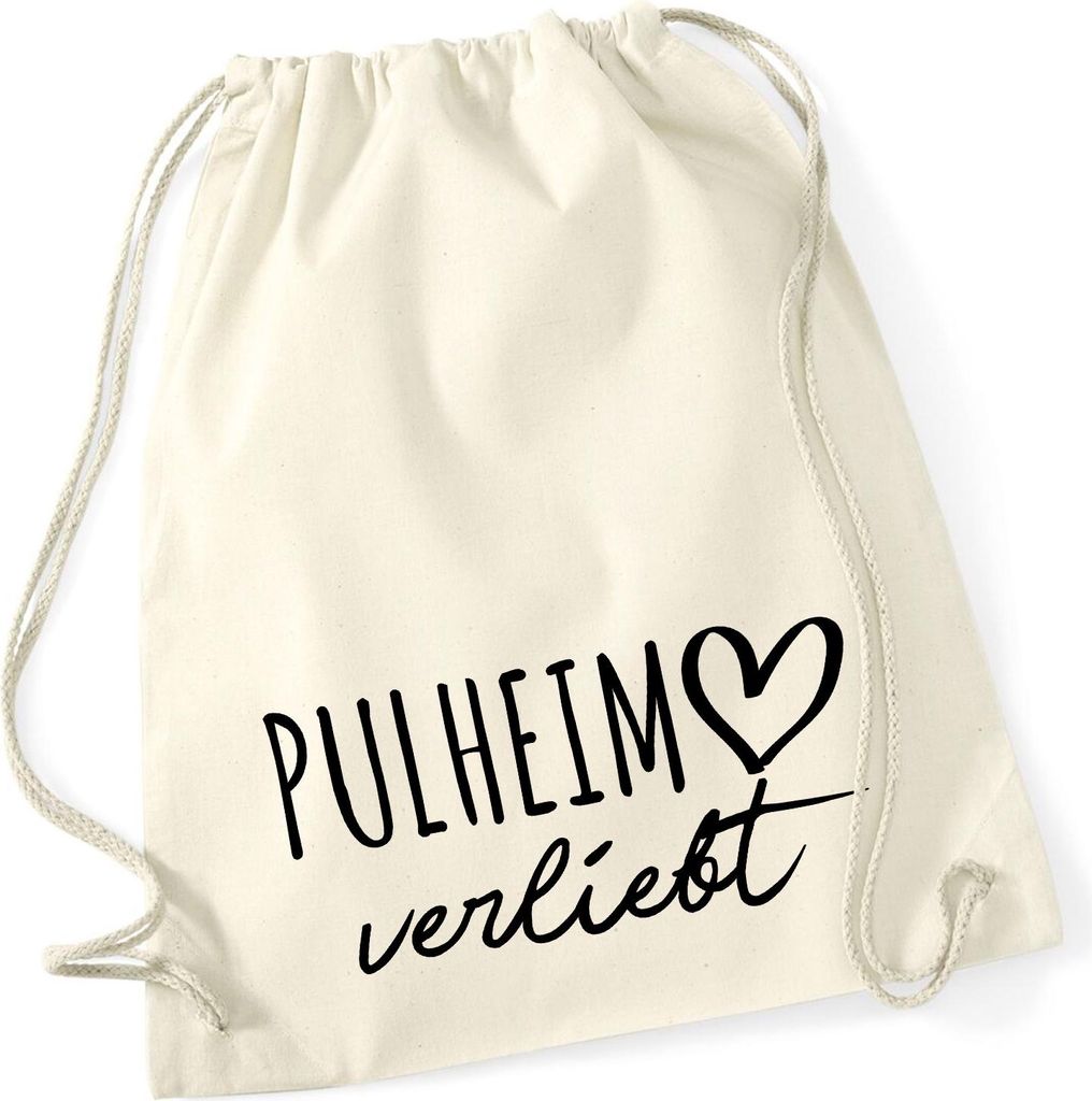 Huuraa Turnbeutel Pulheim verliebt 12 Liter Natural Baumwolle Rucksack Geschenkidee