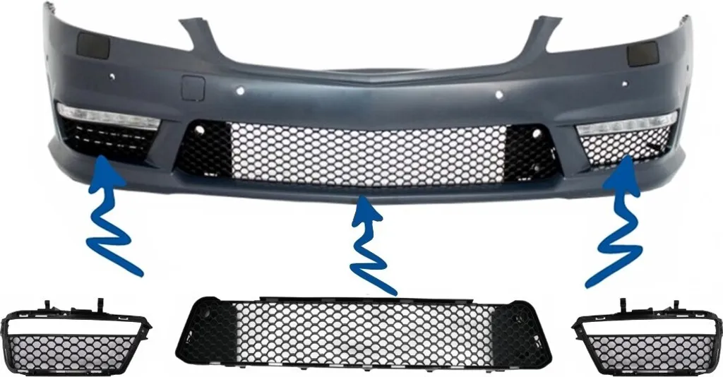 Grilles de Pare-chocs Mercedes W221 2005-2012 en ABS Noir S65 Design