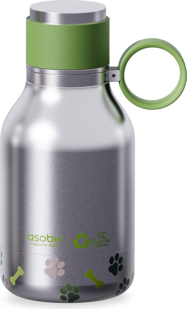 Asobu - Dog Bowl - recycelte Edelstahlflasche mit Hundenapf Silber