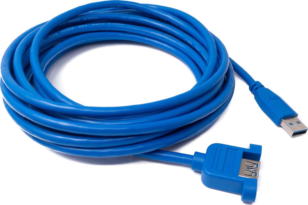 SYSTEM-S USB 3.0 Kabel 5 m Typ A Stecker zu Buchse Schraube in Blau