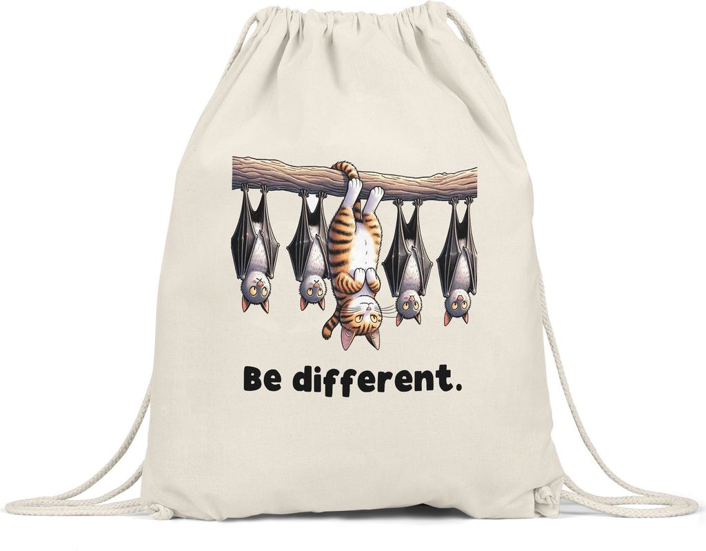 Be different Katze Kopfüber Turnbeutel - Witziges Geschenk