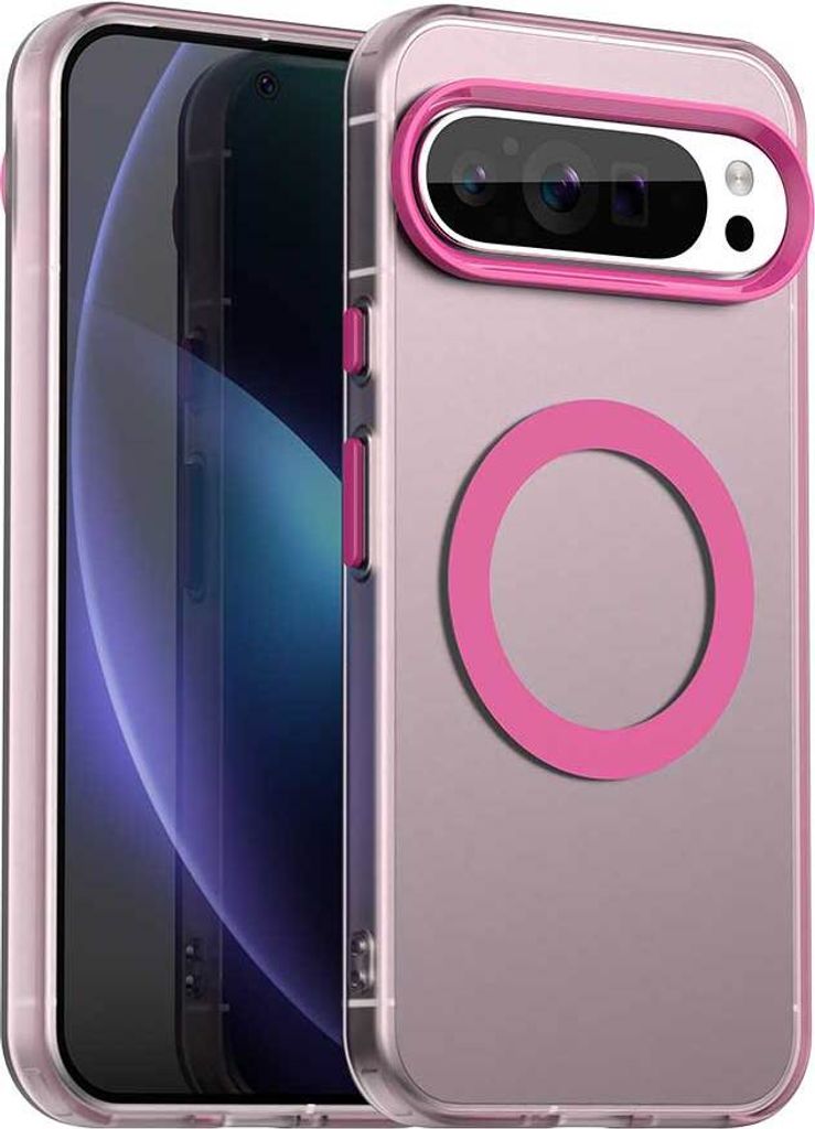 Magnetisch Hülle für Google Pixel 9 Pro XL, Schlank Durchscheinend Matt Stoßfest Handyhülle Rot