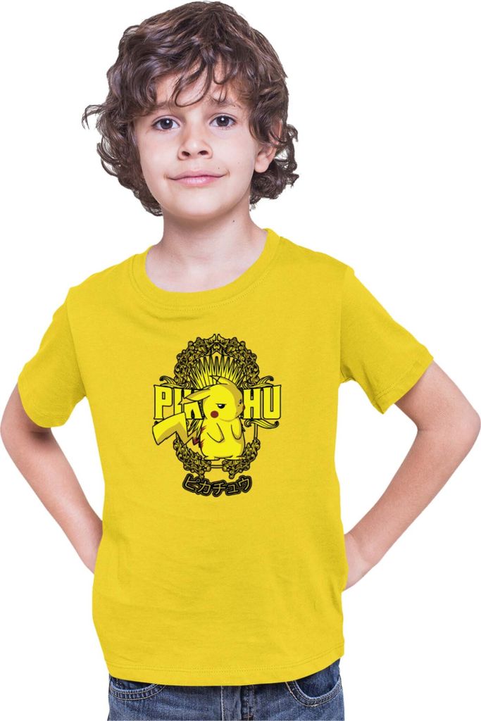 Kinder T-Shirt Japan Anime Manga Pokemon Pikachu 02 Raichu, 12-13 Jahr - 152 / Gelb