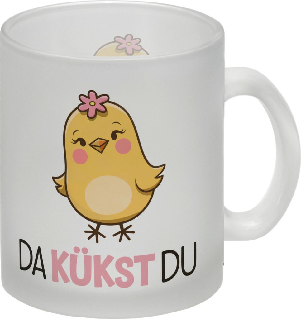 Niedliches Gelbes Küken - DA KÜKST DU Glas Tasse
