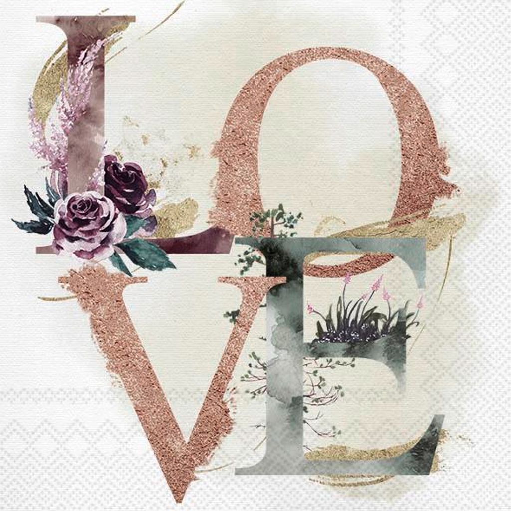 Servietten 33x33 cm - LOVE cream