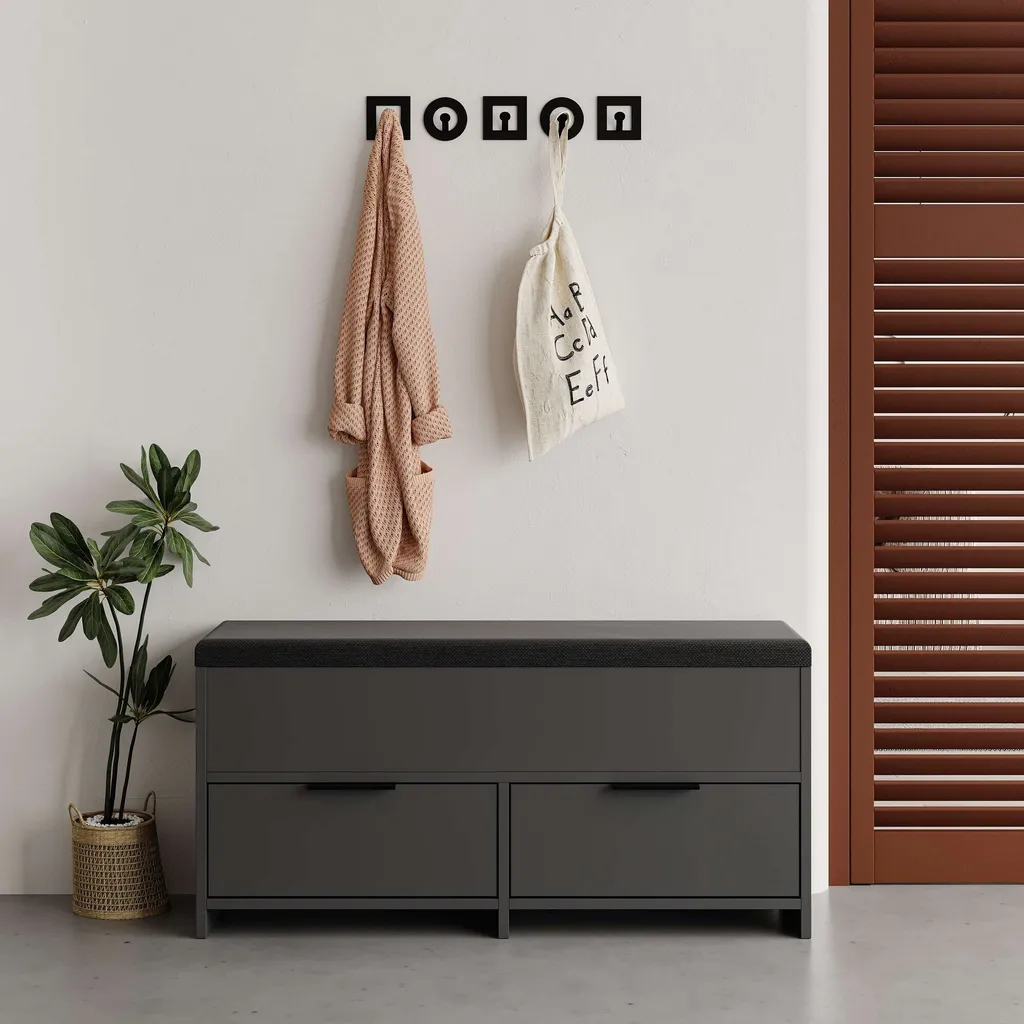 Meuble à chaussures avec assise Cove Gris Anthracite - Skye Decor 106cm