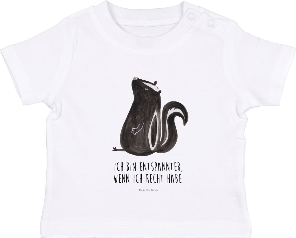 Mr. & Mrs. Panda Babyshirt Stinktier Sitzen 0. - 6. Monat - Weiß - Geschenk, Recht, Baby Top, Besserwisser, Spruch, T-Shirt, Shirt, Raubtier, Orga...