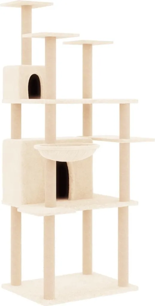 Albero per Gatti Design 166 cm Crema | Arredo Gatto in Sisal