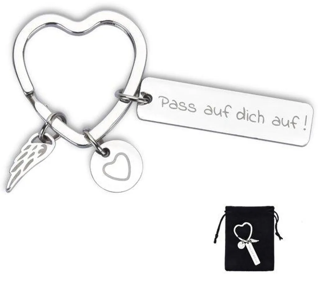Ne Perdez Plus Vos Clés avec ce Porte-clés Cœur Ange Gardien Argent