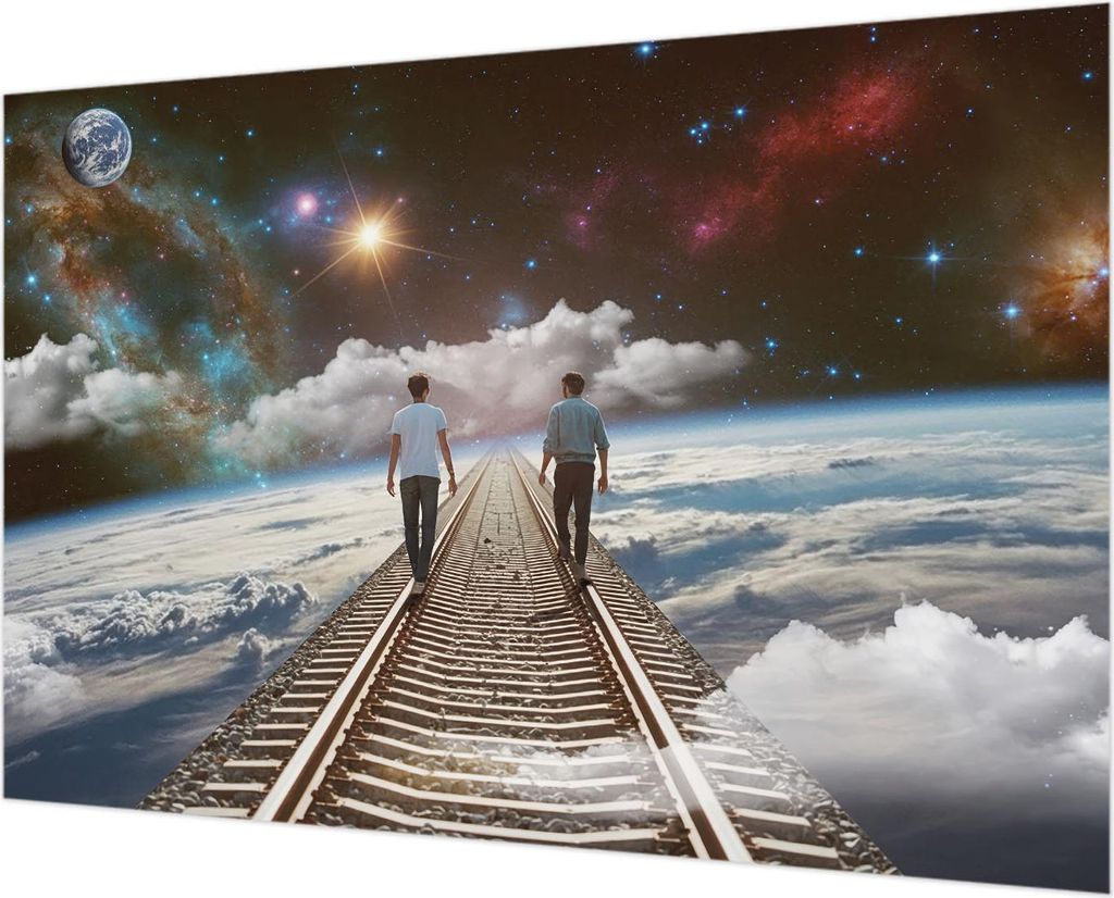 Wandtapete - Dekorative Tapete für Wohnzimmer - Tapetenfolie für Wanddekoration - 152x104 cm - Weltraumreise