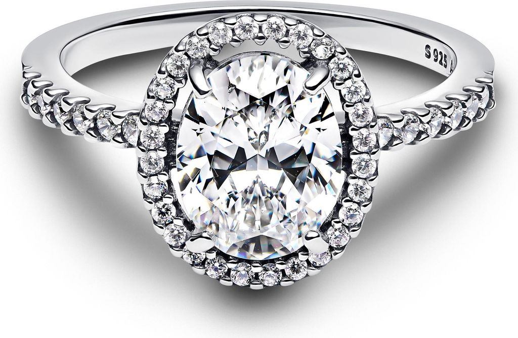 Pandora Ring Oval Sparkling Halo Statement 193777C01-52 Silber