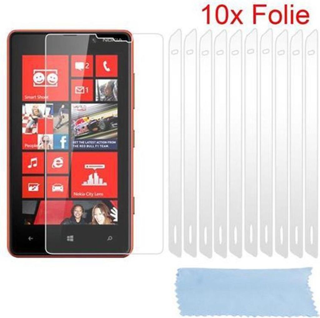 Cadorabo 10x Schutzfolie für Nokia Lumia 820 Display-Schutzfolien in Weiß hochtransparent