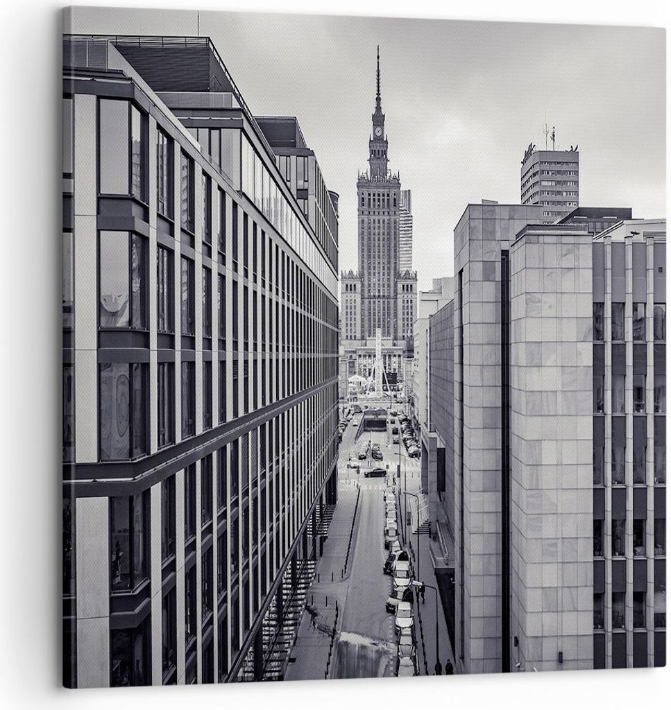 Bild auf Leinwand - Leinwandbild - Einteilig - Warschau Palast Kultur - 60x60cm - Wand Bild - Wanddeko - Wandbilder - Leinwanddruck - Bilder - Wand...