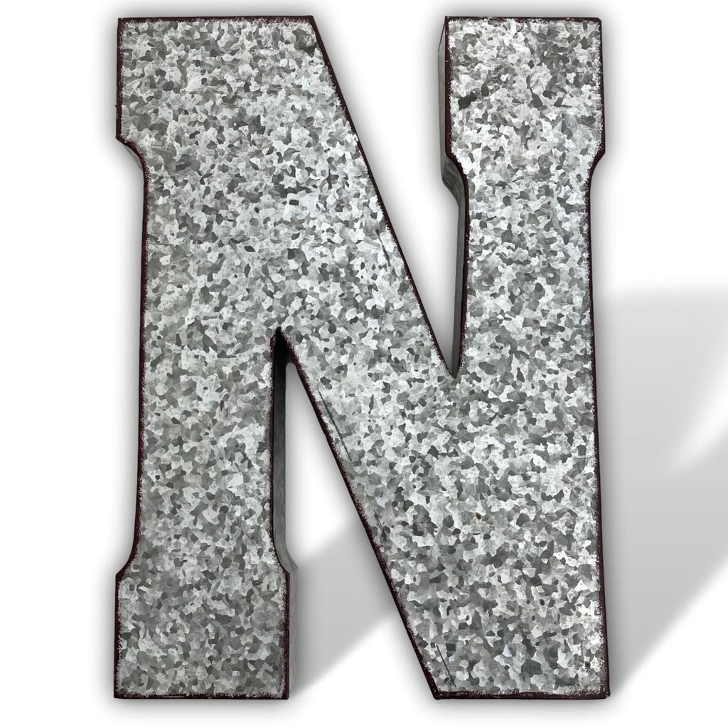 XXL 52cm Buchstabe Ziffer Zahl Zink Metall Dekoration Garten 3D : N