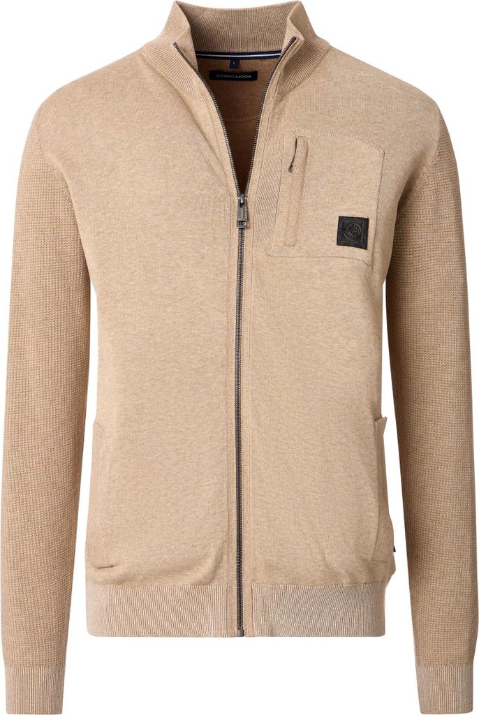 CASAMODA Strickjacke Reißverschluss Regular Baumwolle Beige XXL