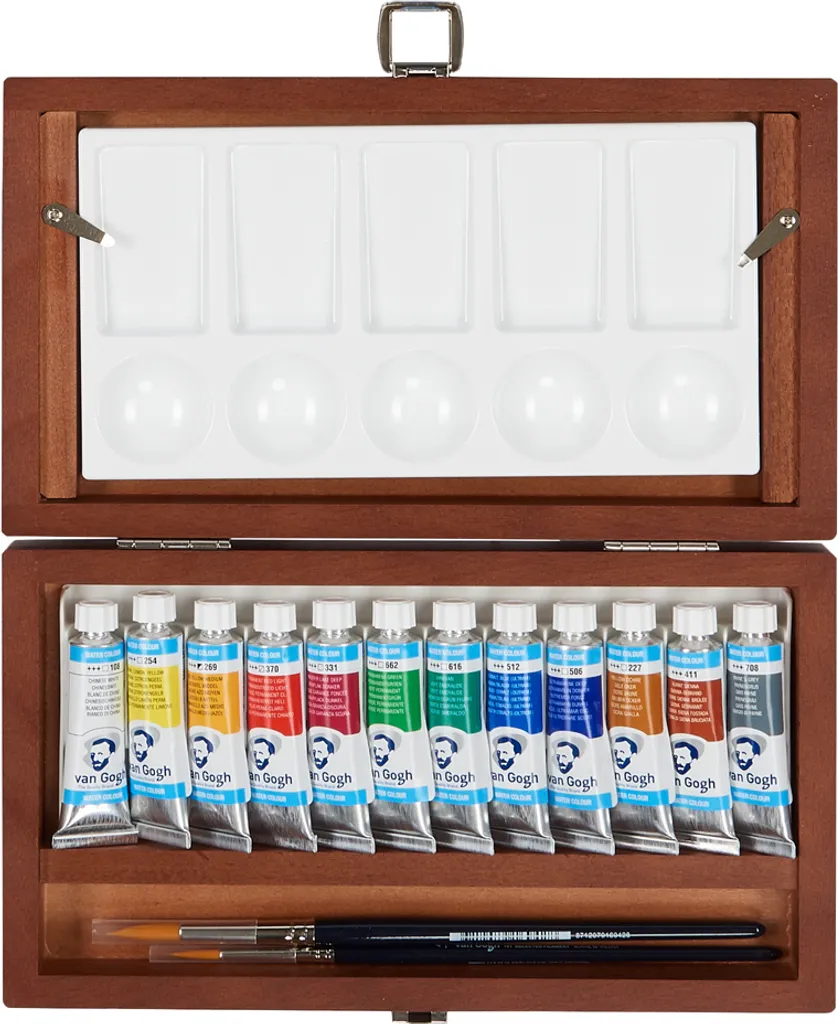 Matériel Peinture Aquarelle Van Gogh : Kit 12 Couleurs Coffret Bois