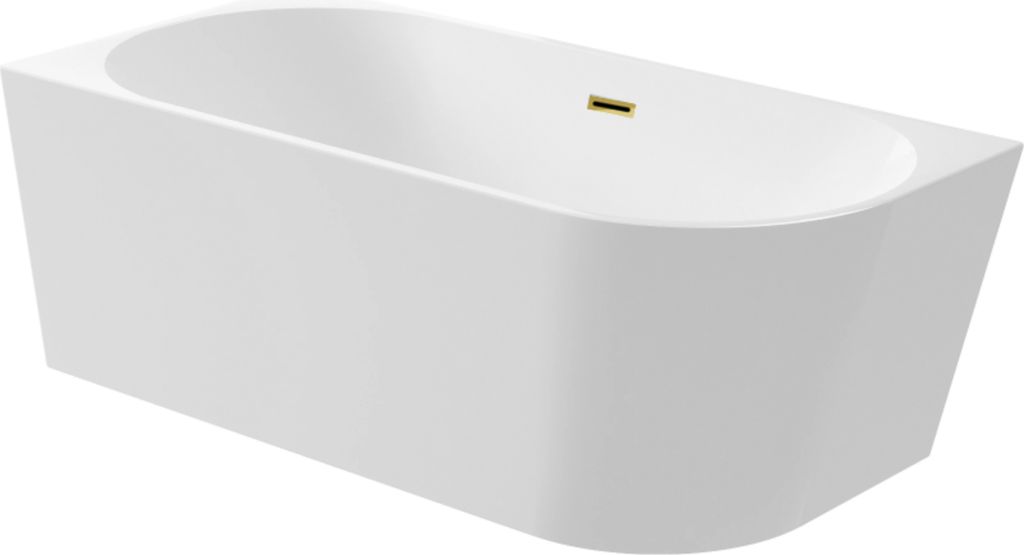 Balneo Eckbadewanne Badewanne Acryl AVOLA 170x80cm Links Deckel Klick-Klack Stöpsel gold glänzend
