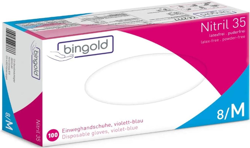 Bingold Nitril 35 violett Gr. M 100 Stück Produktbild 