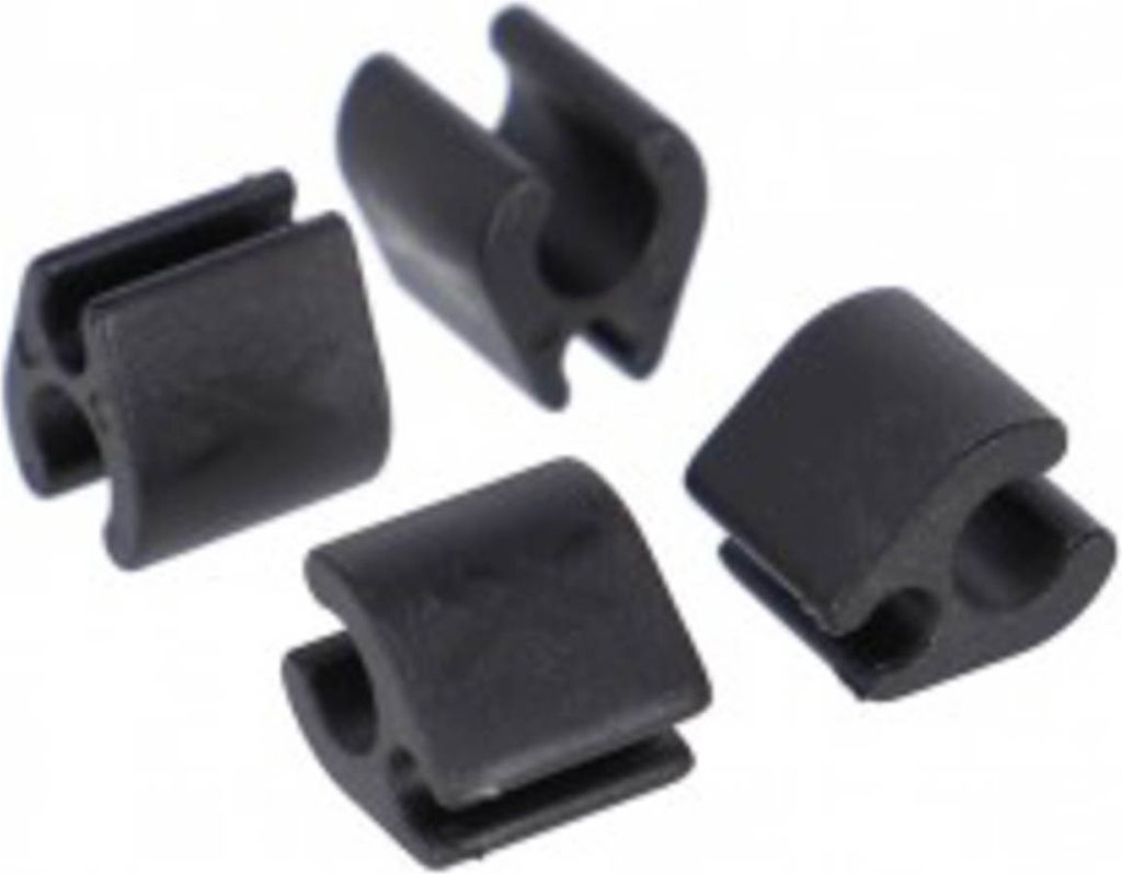 XLC BR-X118 Kabelclip für Di2 Ø 2,5 mm Kabel, Ø 5 mm Außenhülle, schwarz (4er Pack)