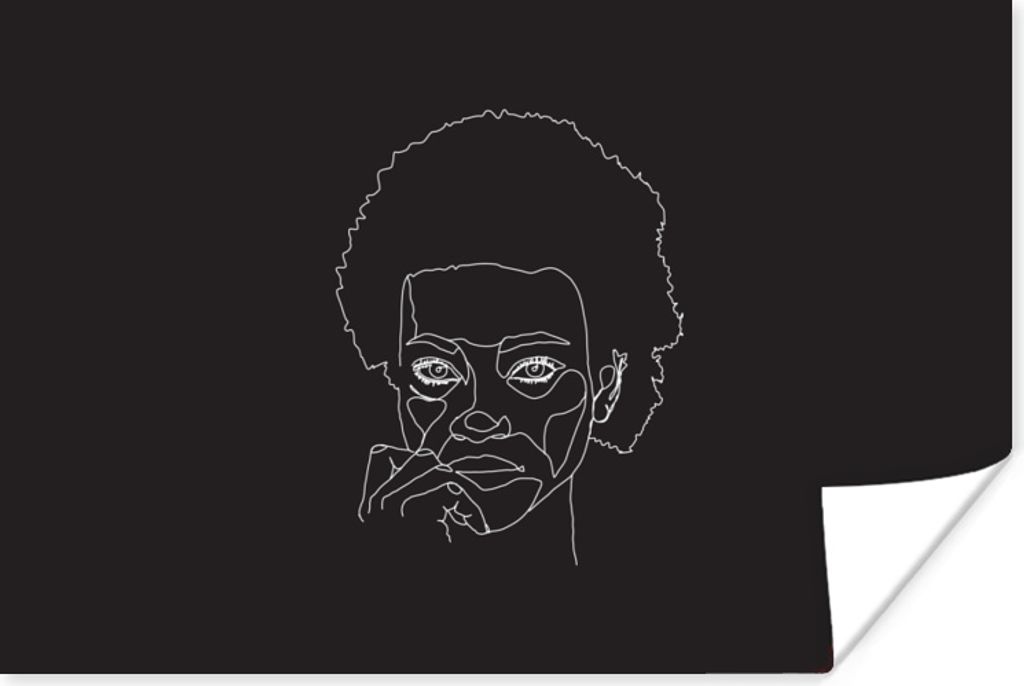 MuchoWow Poster Strichzeichnung - Frau - Schwarz 30x20 cm - Plakate - Print
