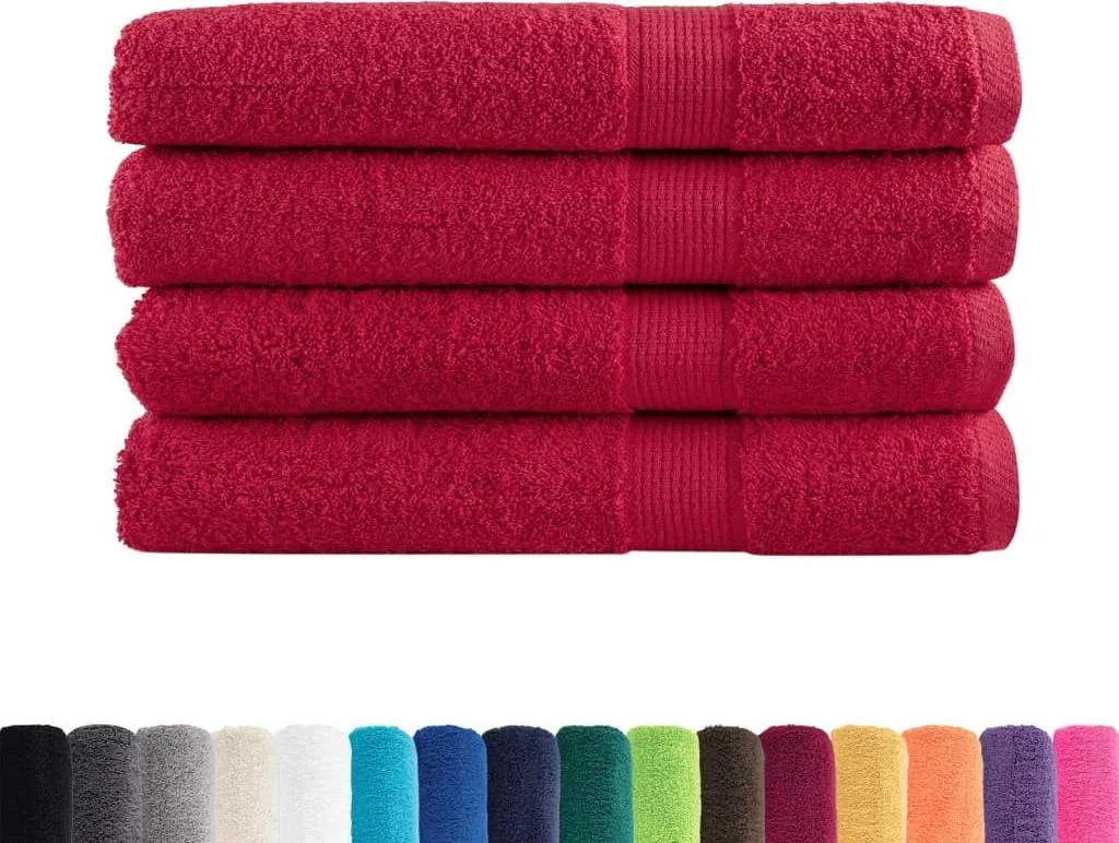 Grandes serviettes de sauna pour spa et hammam rouge 80x200 cm - 4 pcs