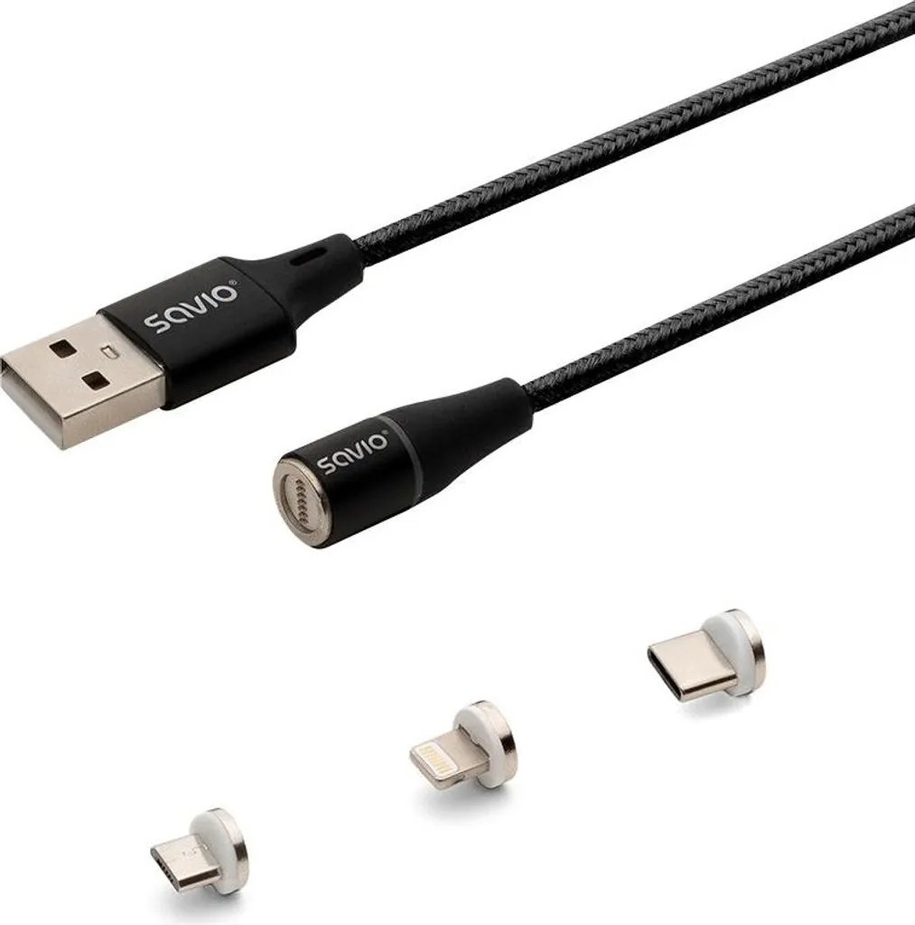 Savio CL-152 Cavo USB USB 2.0 1 m USB A USB C/Micro-USB B/Nero chiaro